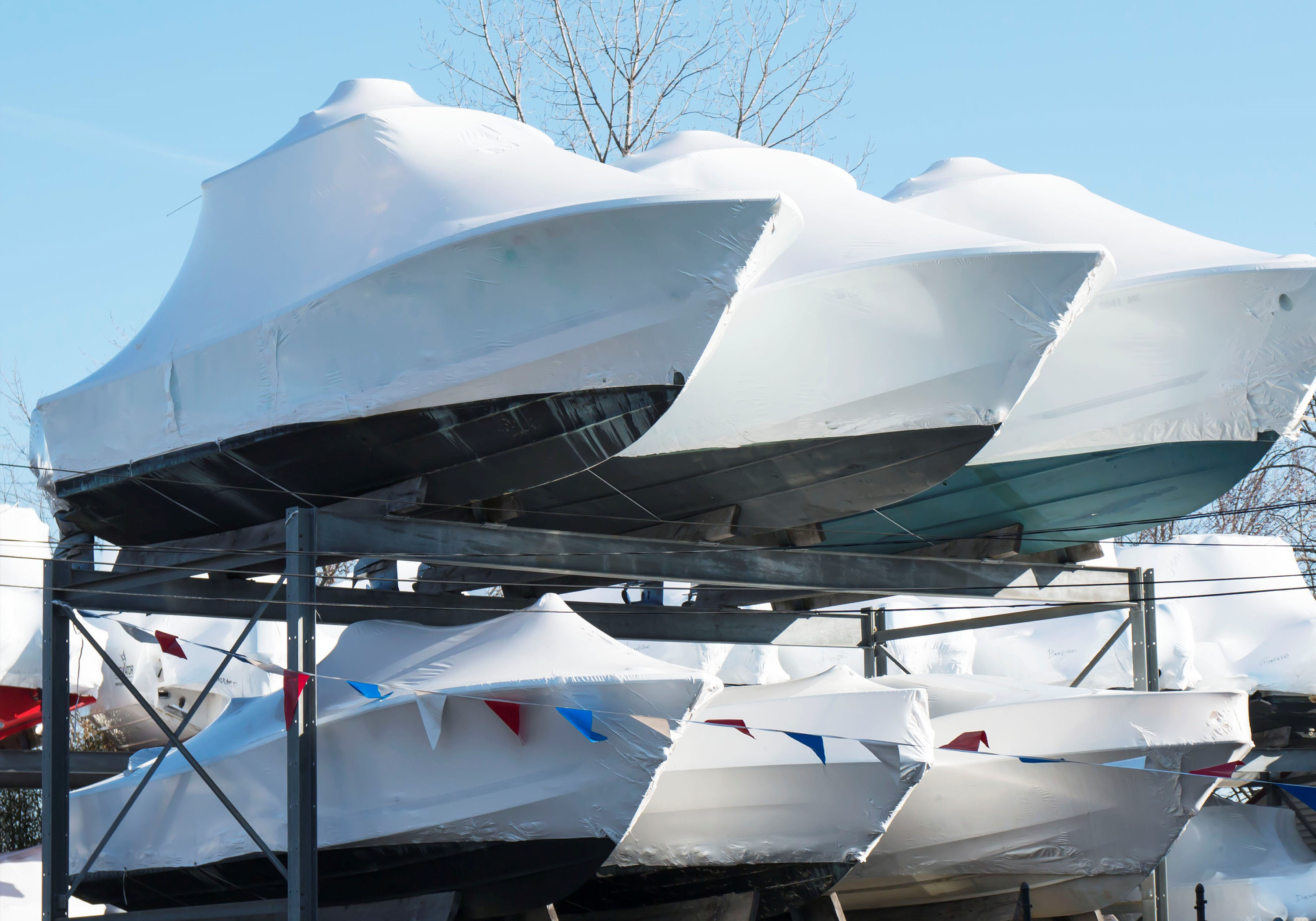 Boats covered for winter