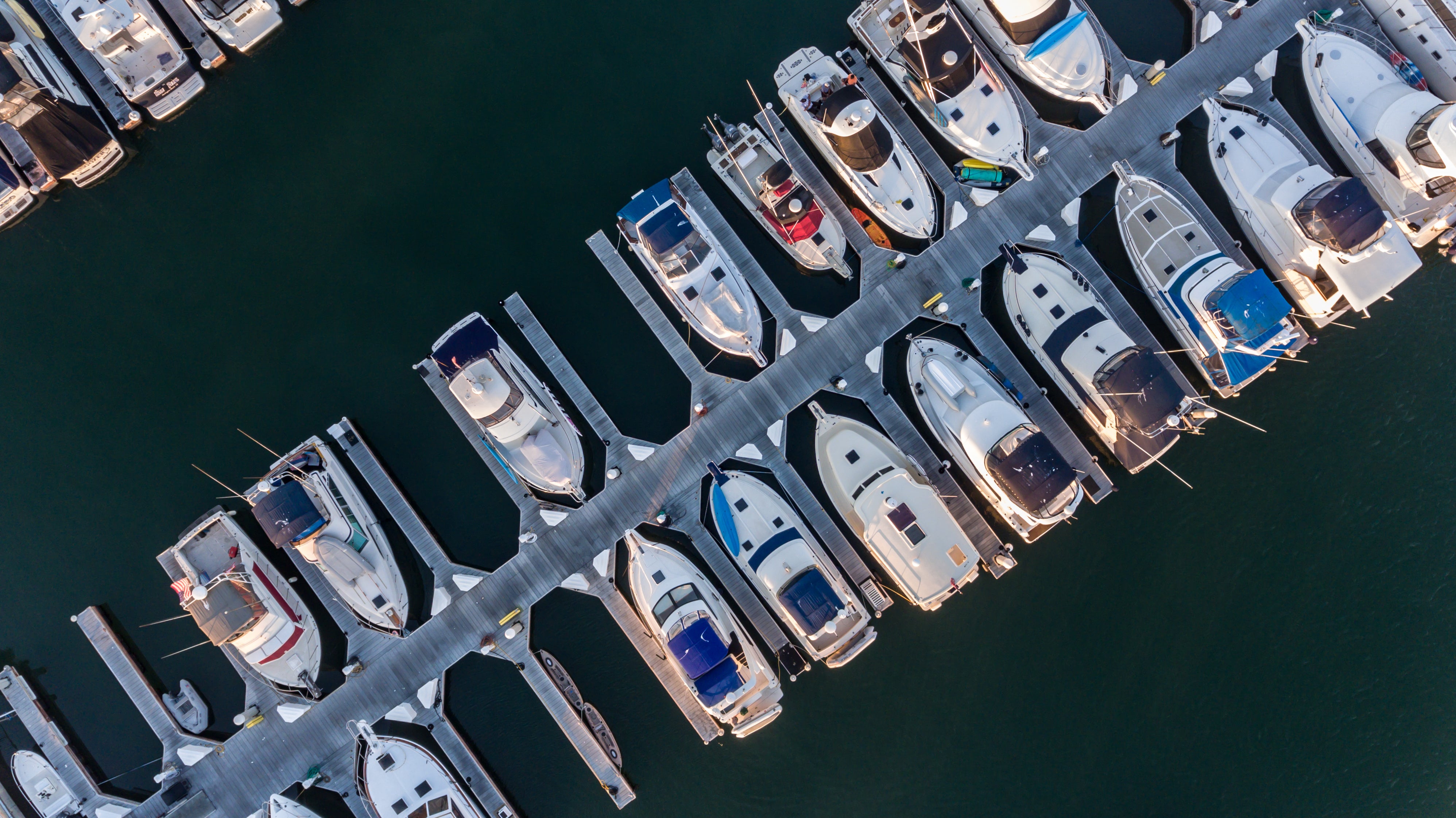 A dock with moored boats