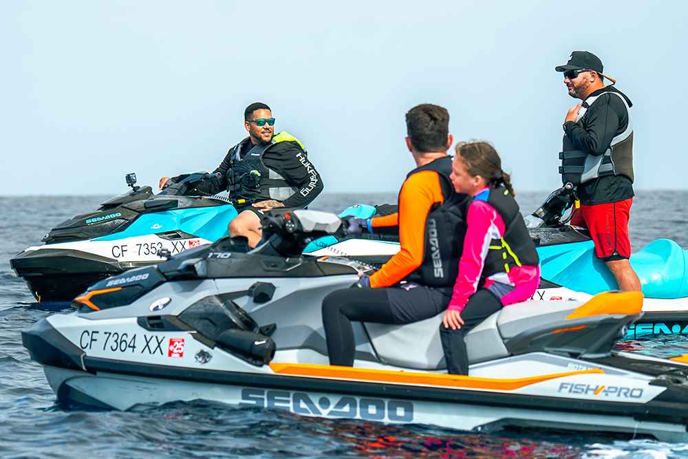 A group of people on sea-doo