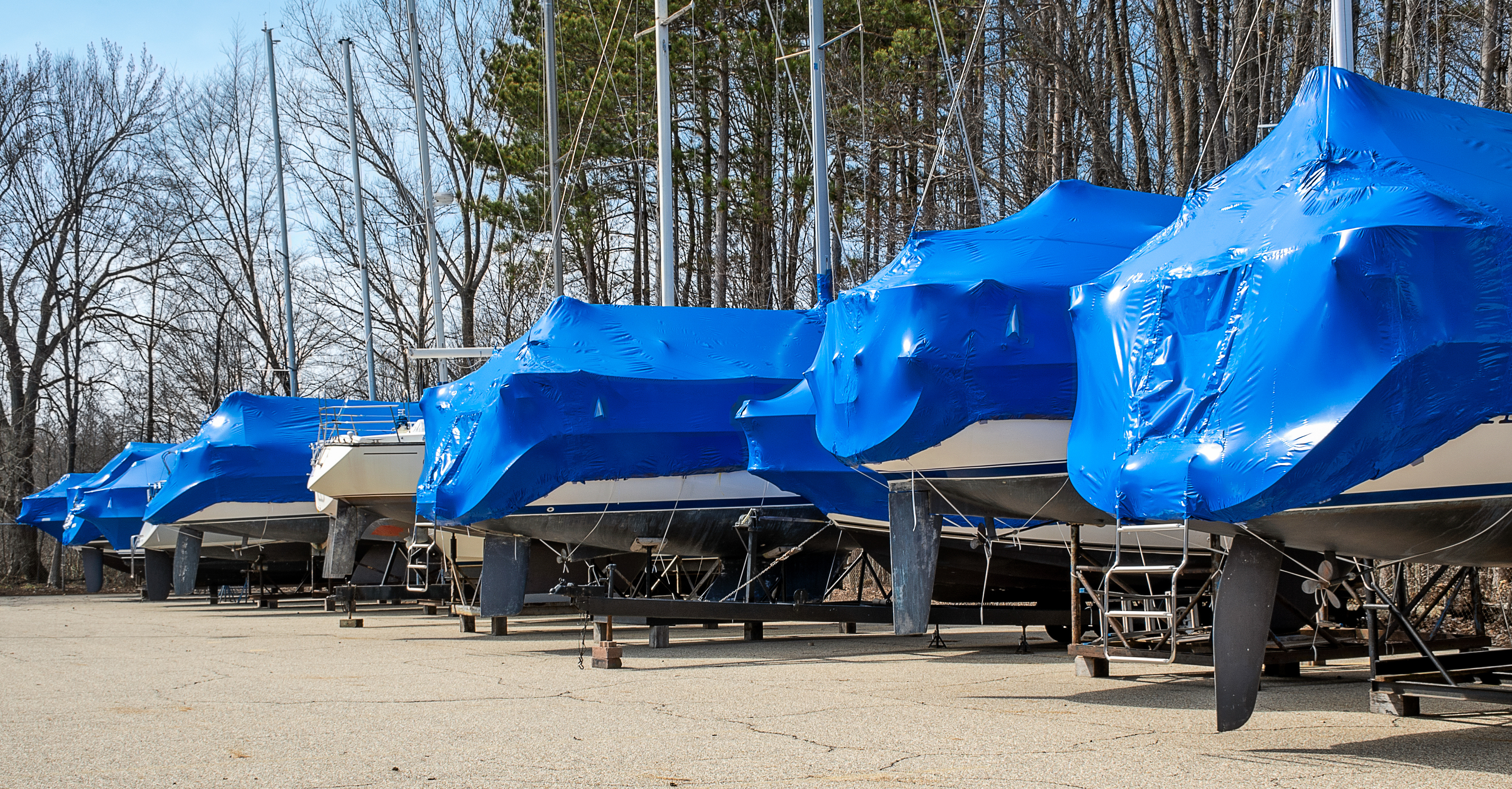 Shrink wrapped boats